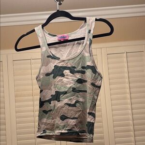 Edikted Green and Tan Camo Tank Top